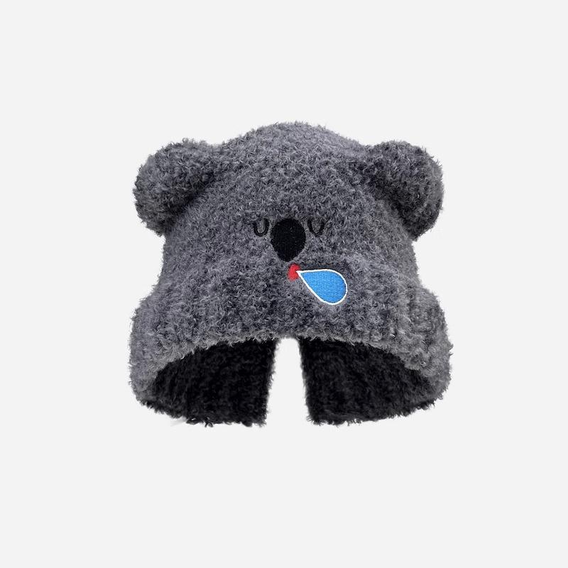 JYL TS DIY Koala Knit Hat Winter Ear Protection Beanie Hat Acrylic grey_ лимонным безе