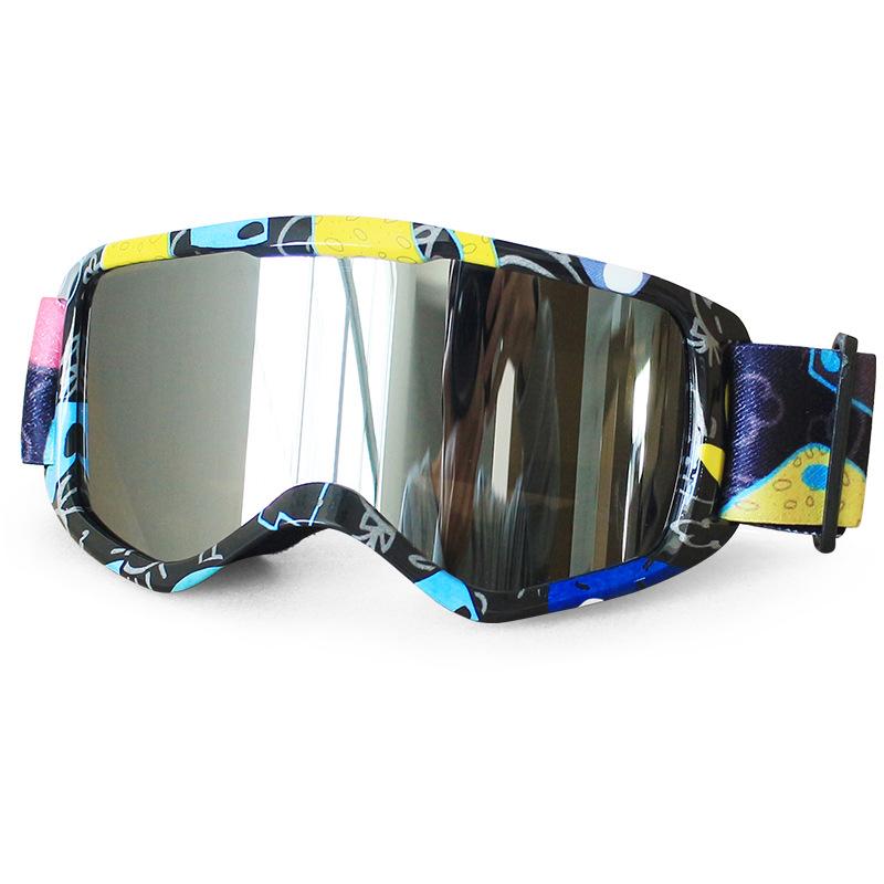 Children s ski goggles with double-layer anti-fog protection5-14High-definition anti-snow blind and windproof children s ski goggles Cartoon black-coated flor