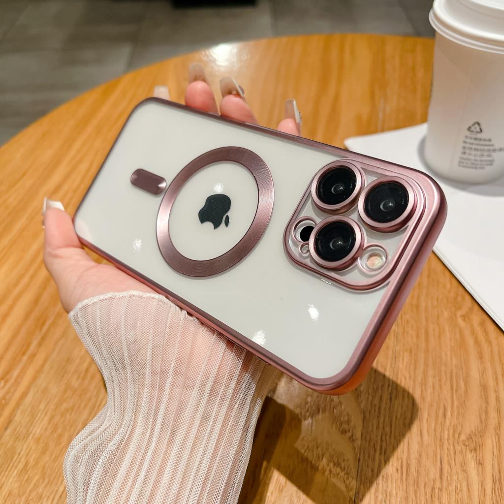 Luxury For Magasfe Wireless Charging Magnetic Case for iPhone 15 14 Plus 13 12 11 Pro Max Matte Plating Clear Soft Silicon Cover