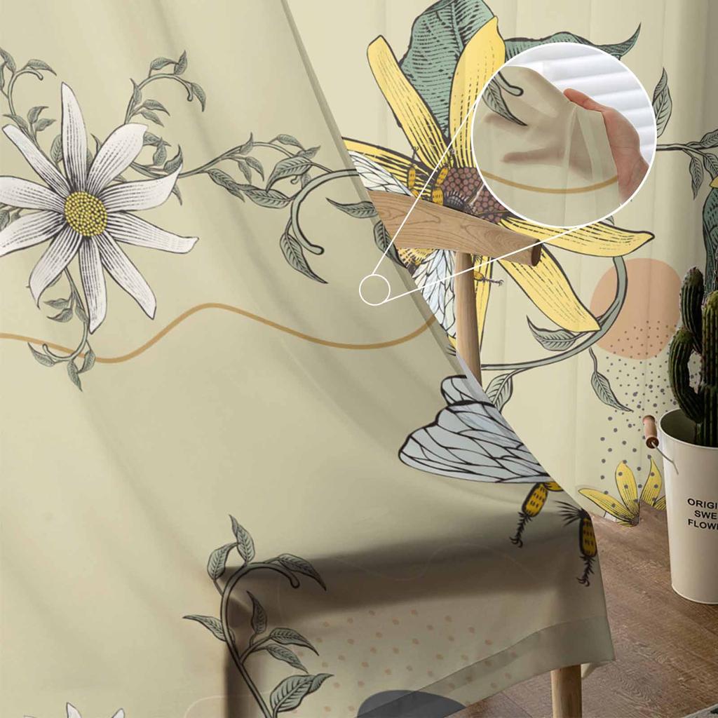 Pszczoła Kwiat Liść Bohemski Wiatr Okno Tiulowe Zasłony do Salonu Sypialni Hotel Luksusowa Dekoracja Przezroczyste Zasłony