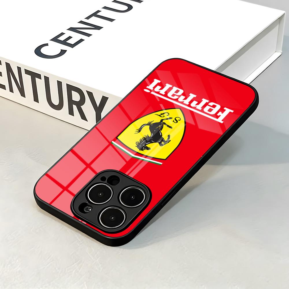 F-Ferrari S Auto Logo Handyhülle Für IPhone 17 Pro Max 16 15 14 Pro Max 13 11 X Xs Xr 8 7Plus Glasabdeckung