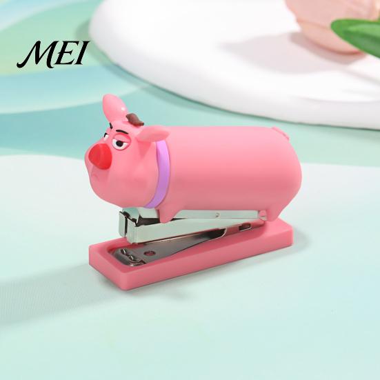 Soft PVC Shell Stapler for Kids Study Mini Cartoon Stapler, Cute Pig Shape, Portable Lightweight School Supplies Binding Tool, Handheld And