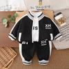 Boys' Long Sleeved Three Piece Set - Casual Black Sportswear Set - Cool Baseball Uniform -6 Months -6 Years Old