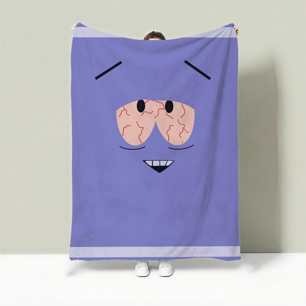 Cartoon S-South Park Throw Lightweight 240g Flannel Blanket Soft Skin-friendly for Summer Cooling 75X95CM