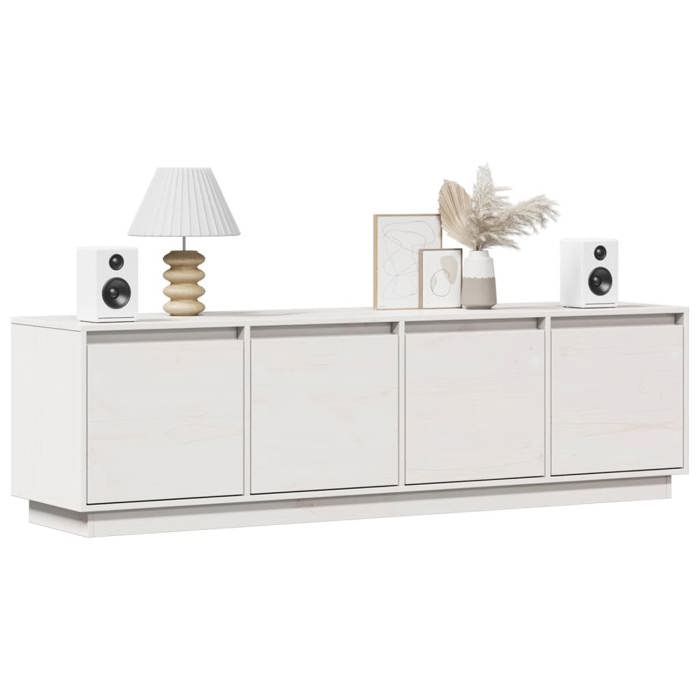 814395 vidaXL Meuble TV Blanc 156x37x45 cm Bois de pin massif