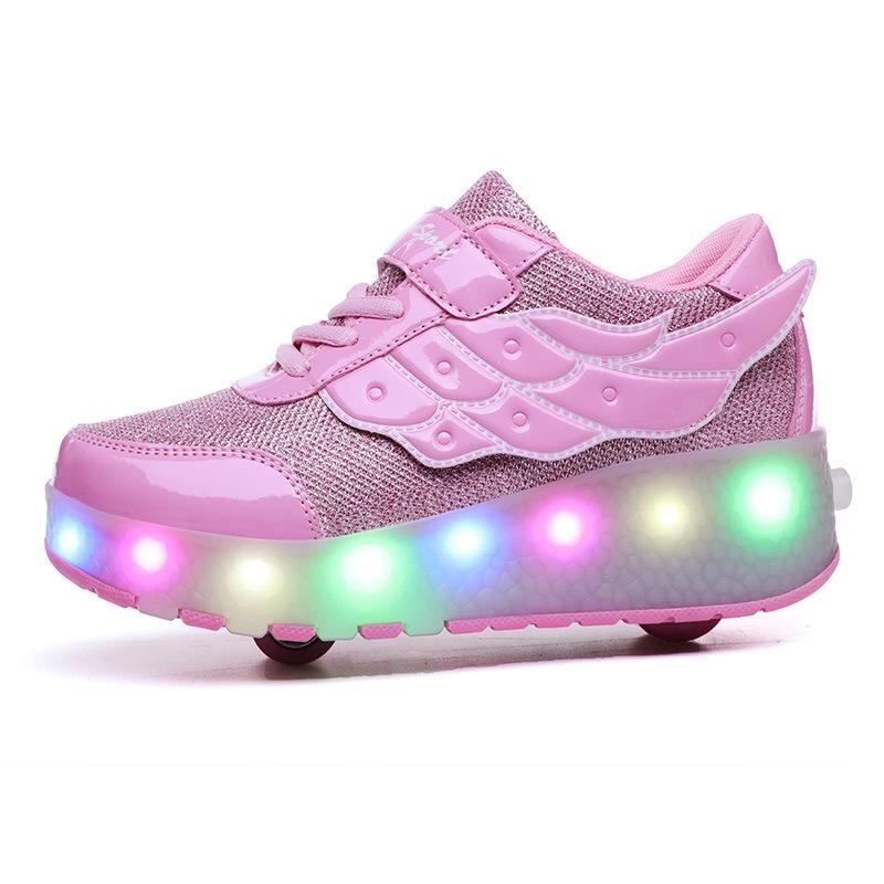 Tênis Infantil Com Rodas LED - Sapatos Brilhantes Que Viram Patins | Meninos E Meninas