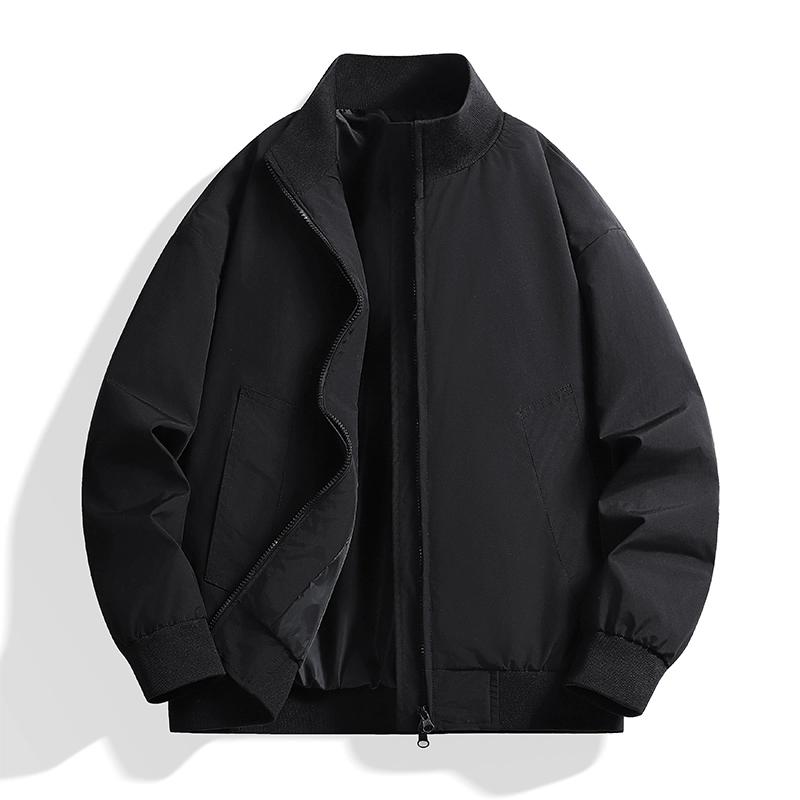 Herren Doppelreißverschluss Stehkragen Baseballkragen Freizeitjacke