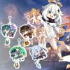 Genshin Impact Klee Keqing Keychain Double Sided Scratch Proof Diluc Tartaglia Cartoon Anime Keyring for Daily Use