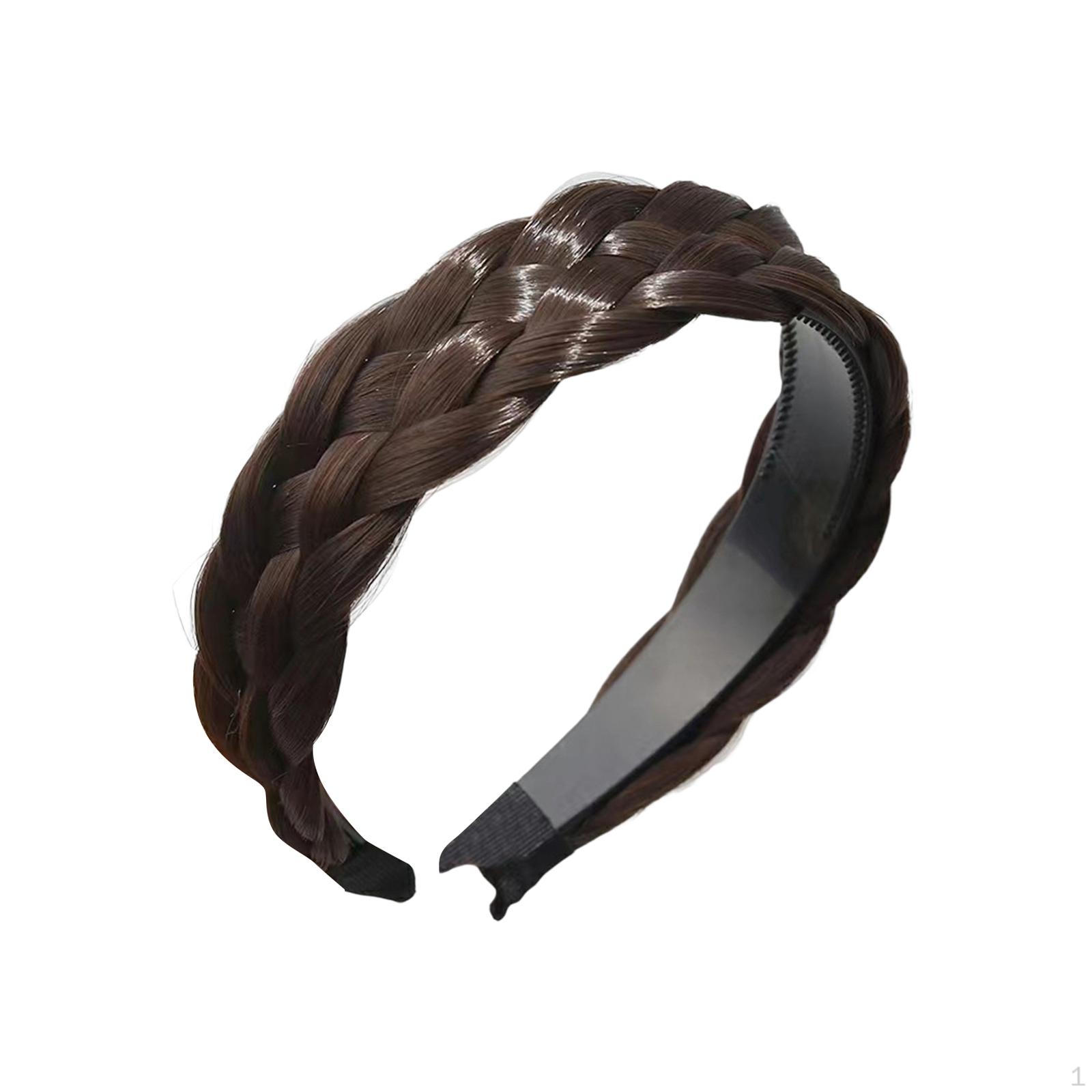 

Braid Wig Hair Band Bands Braids Headpiece Headdress Handmade Headbands Braided Dark Brown