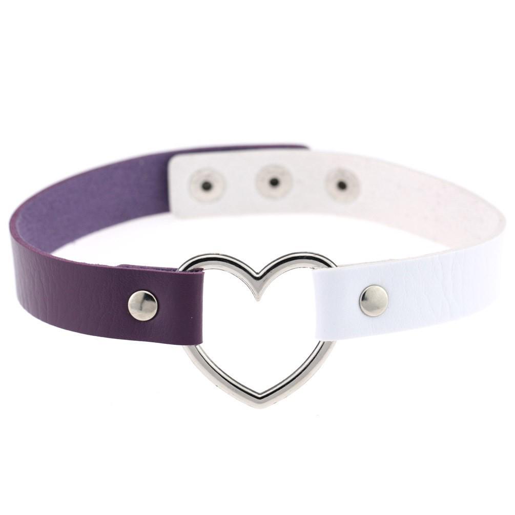 Japanese Harajuku Heart-Shaped Two-Tone Clavicle Choker Necklace