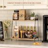 Countertop Coffee Station Organizer 2 Tier Wooden Shelf for Coffee Bar Accessories Condiment Storage Caddy for Kitchen Home Off
