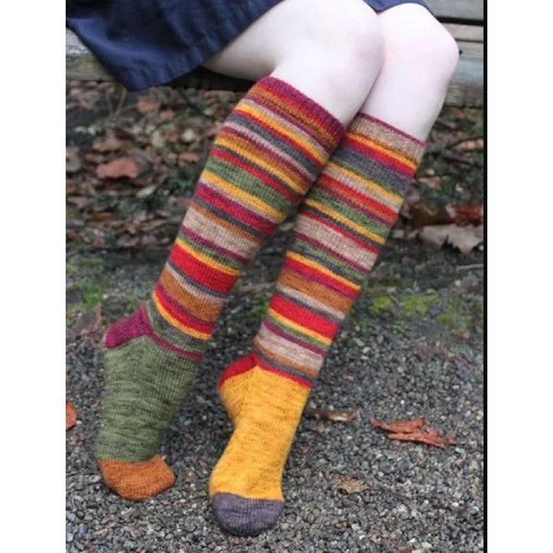 Europäischer & Amerikanischer Stil Bunte Halloween-Weihnachten Damen Kniehohe Baumwollsocken - 7 Farben