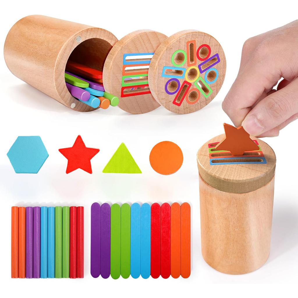 Montessori Color Sorting Matching Toys Wooden Shape Recgnition Toy Kids Math Learning Educational Toys Todders Fine Motor Gifts