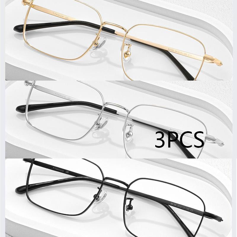 

3Pcs Metal Frame Square Reading Glasses Anti-Fatigue Fashion High Definition Presbyopia Diopter
