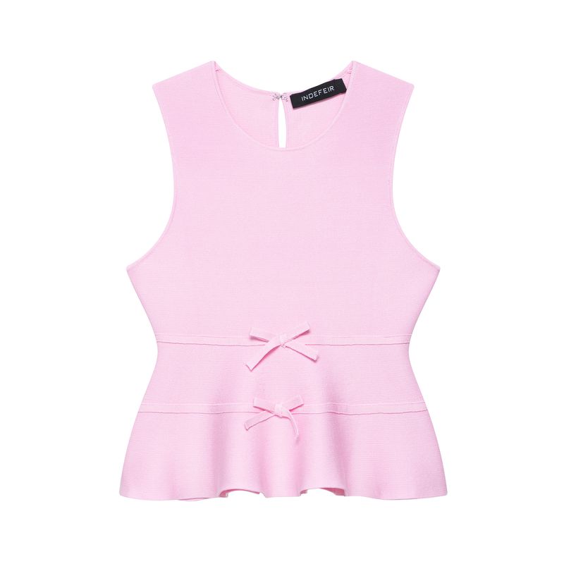 Kaslead New Arrival Women's Clothing Fashion Style Short Skirt Hem Bowknot Decoration Knitting Tops 9598086