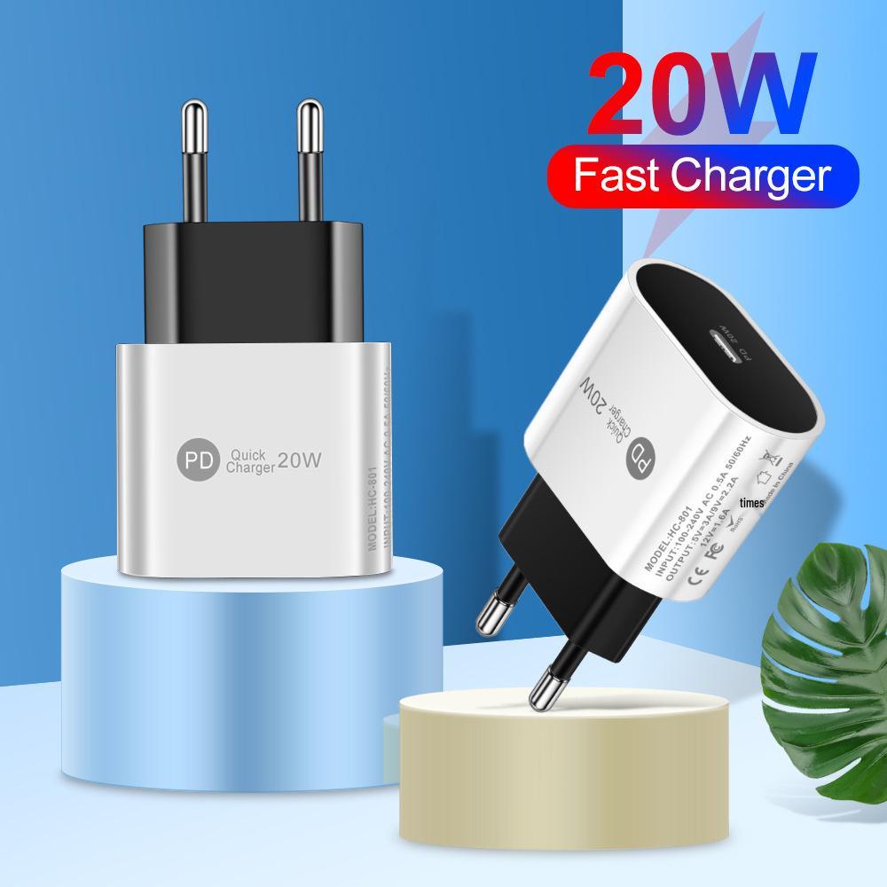 20W PD Fast Charger - EU, US, UK Plug, Single Port