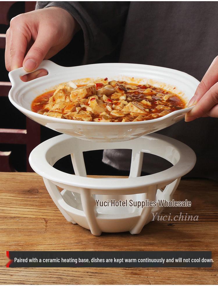 Ceramic Pure White Irregular Wok Pan Fish Plate - Cold & Hot Dish Oven Safe.