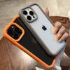 Titanium gray thicken silicone frame phone case for iPhone 15 14 13 12 11 Pro Max full cover shockproof clear hard bumper cover
