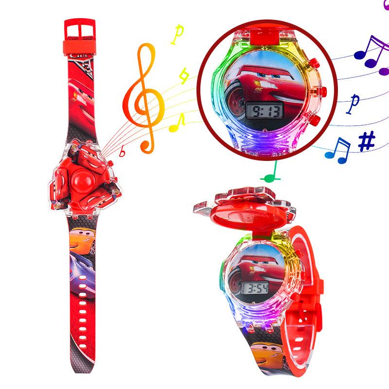 Children's Cartoon Music Watch with Seven-Color Luminous Spinning Gyro Toy
