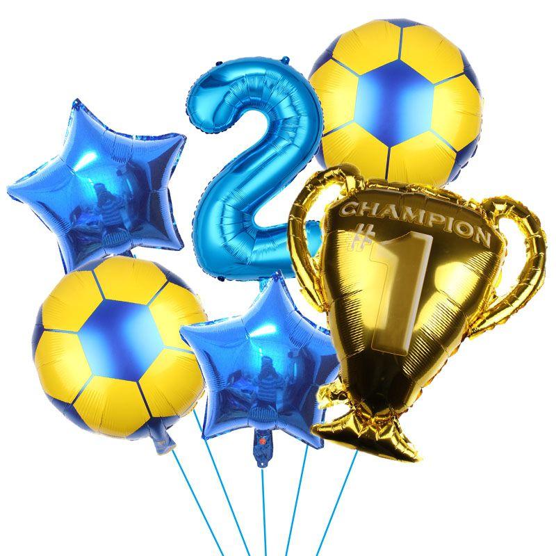 32-inch Digital Football 6-piece Aluminum Film Balloons Set - Birthday Party Gift - World Cup Football Balloons