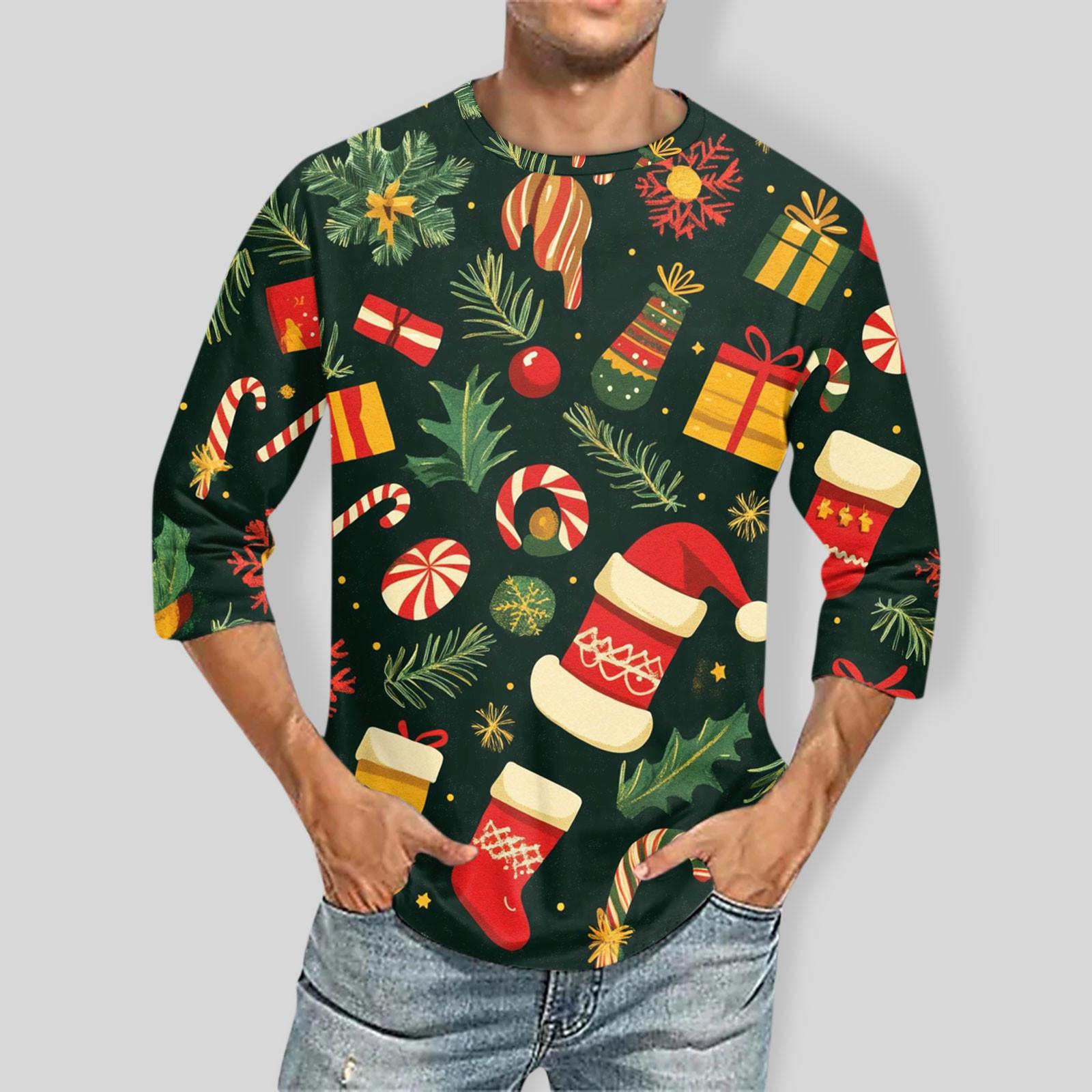 Мужская повседневная модная футболка с круглым вырезом и рукавом три четверти L 1375₽