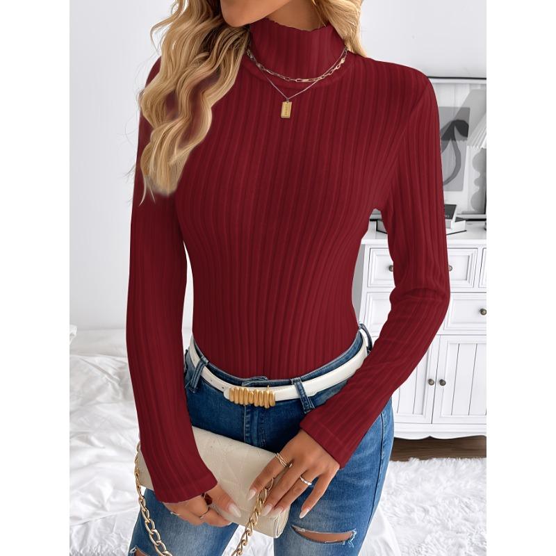 Damen Neuer Schlichter Weißer Slim Strick Winter Innen Der Hochwertige Sinn von Rollkragen Top Dünner Pullover