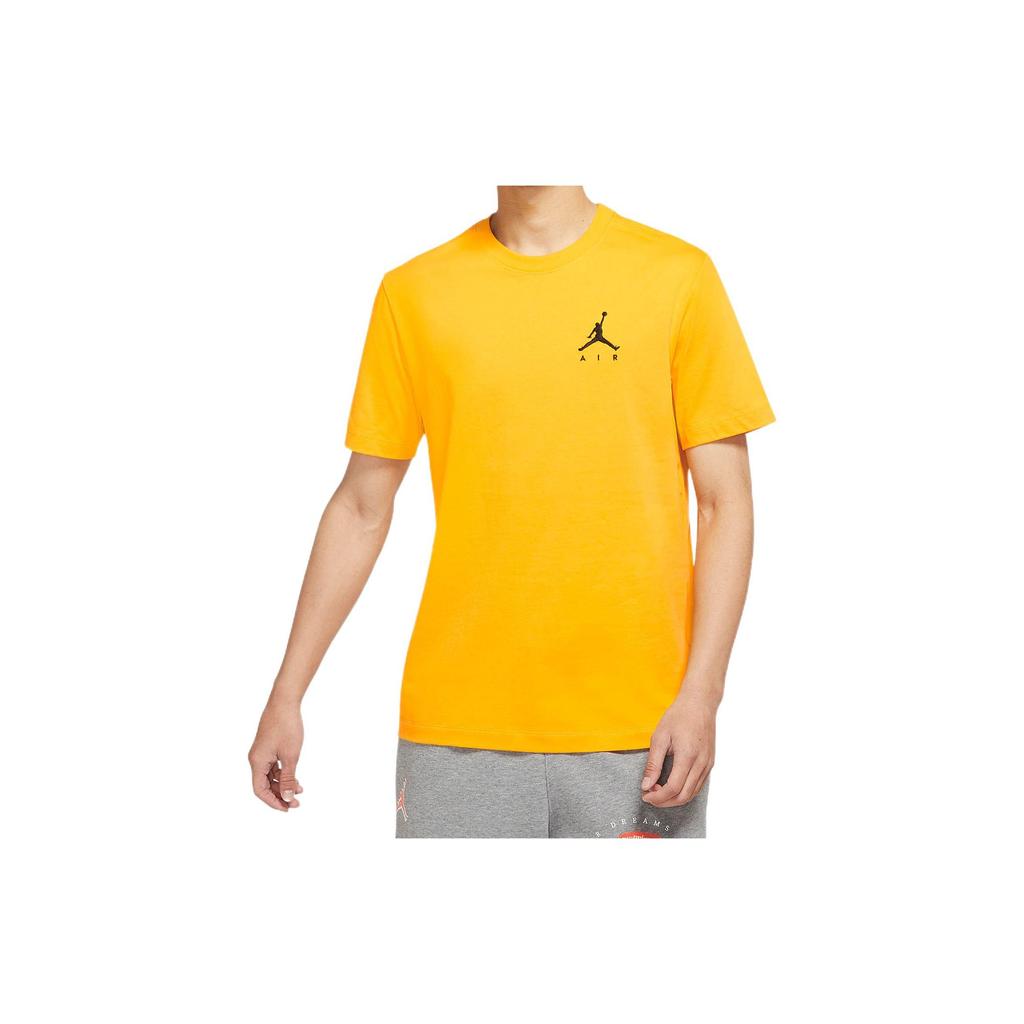 Jordan T Shirts Men's Yellow Crew Neck Moderate Straight Fit DA6800-739