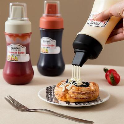 350ml 5-otworowe butelki na przyprawy z dyszami do wyciskania plastikowy ketchup musztarda gorące sosy butelki na oliwę z oliwek akcesoria kuchenne