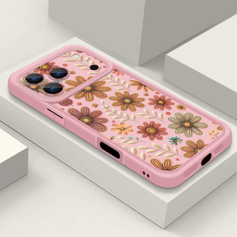 Nárazuvzdorný měkký silikonový kryt na telefon Funda z TPU pro iPhone 17 Air 16e 16 15 14 Pro Max 13 17 Pro Max 17 Pro 17 pouzdro se vzorem kreslených květin