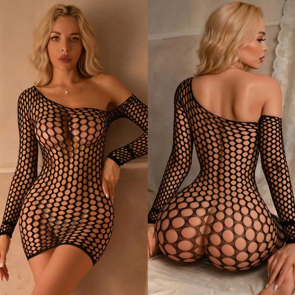 Seksowne body z koronki dla kobiet z wiązaniem na szyi Eроtyczna bielizna Seksowne przezroczyste body bez zamka w kroku Damska seksowna bielizna