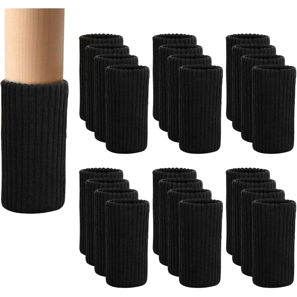 Furniture Leg Socks - Coffee Knitted Furniture Socks, Double Thickness Chair Leg Floor Protectors, High Elastic Chair Leg Covers Furniture Caps Set