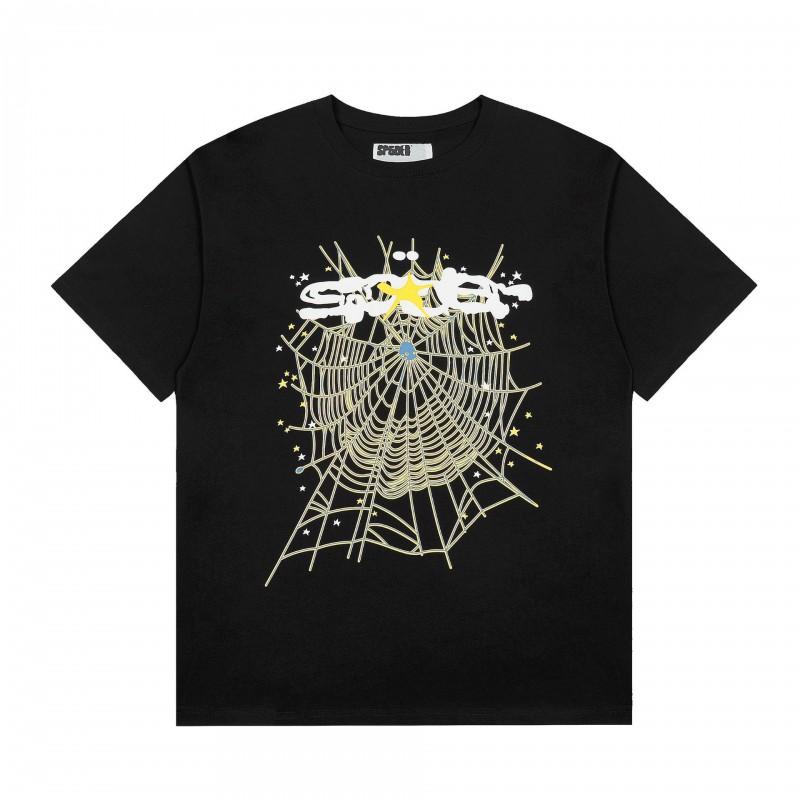 Spider Web Print Loose Fit Unisex Streetwear Short Sleeve T-Shirt Casual Cotton Tee Teens