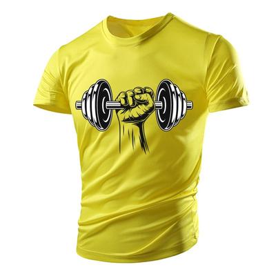 New Summer Gym Dumbbell Casual Men's Women's T-shirt Breathable Lightweight Translucent Top Sports Quick Dry Short Sleeves