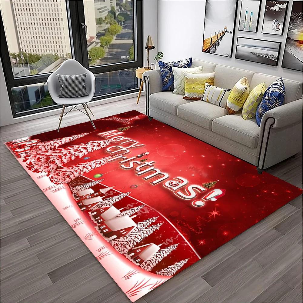 Alfombra con diseño de Papá Noel y árbol de Navidad para niños, regalo para el hogar, sala de estar, dormitorio, sofá, decoración, alfombrilla antideslizante