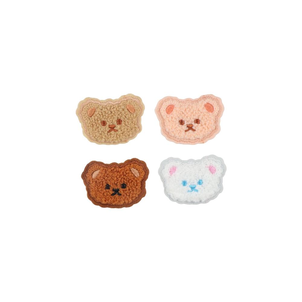 5pcs Bear Head Plush Teddy Bear Patches Self-adhesive Cartoon Embroideried Badges Cute DIY Clothes Sticker Sewing
