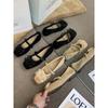 Nana's 2025 French Gentle Flat-bottomed Flower Ballet Single Shoes Women's Retro One-word Buckle Mary Jane Small Leather Shoes