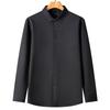 Autumn and Winter Men's Long-sleeved Fleece Shirt with Lapel Casual Form-fitting Striped Shirt for Men