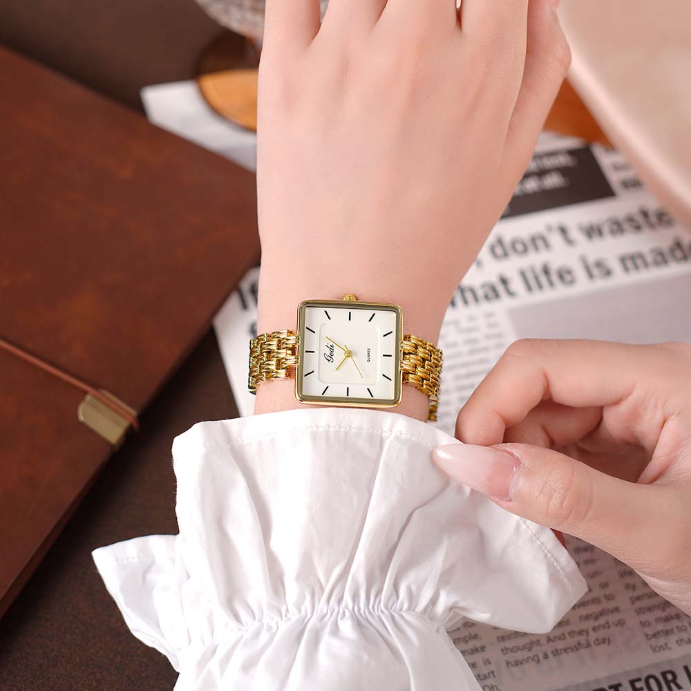 GEDI Simple Square Couple Models Watch Niche Premium Sense of Women's Ultra-thin High Value Quartz Watch Gift for Women and Man