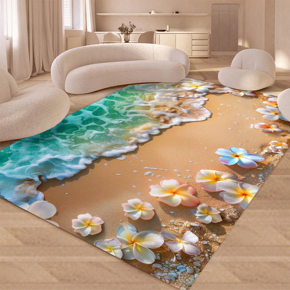 Starfish Beach Shell Sea Star Sand Carpet Rug for Living Room Bedroom Home Sofa Decoration,Kids Play Non-slip Floor Mat