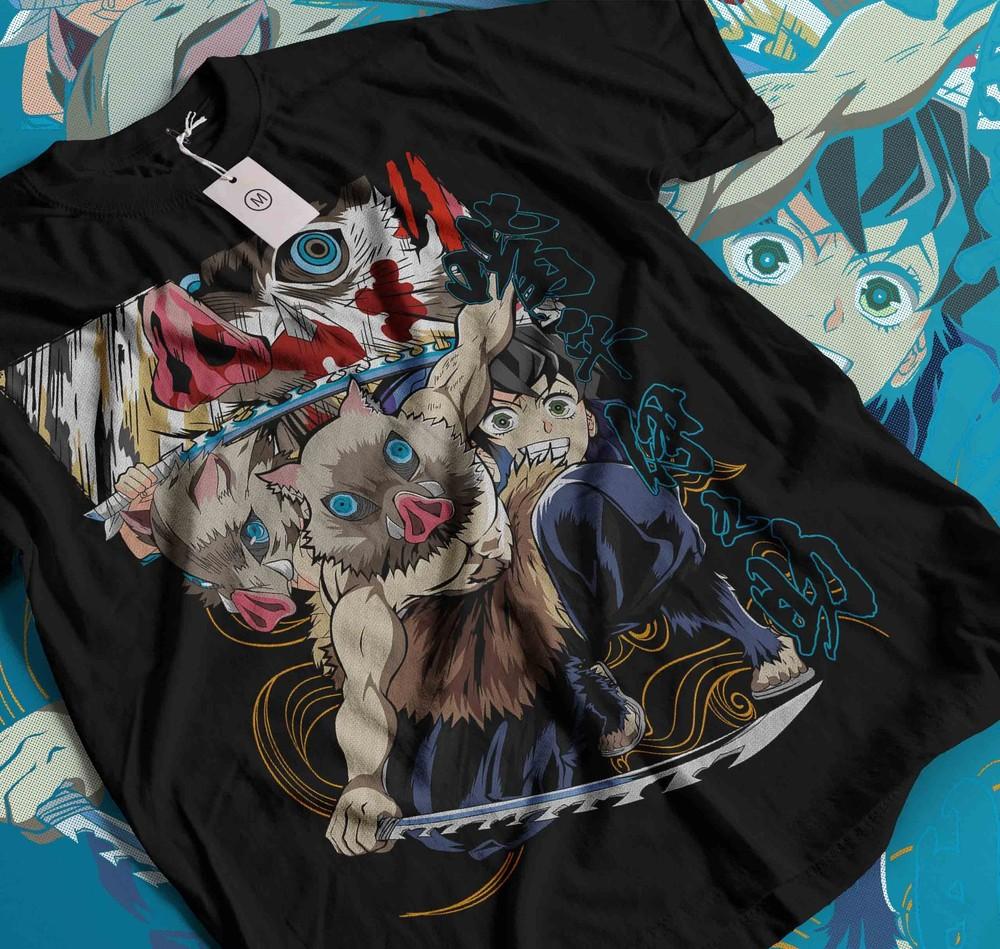 Inosuke T-skjorte Demon Slayer Kimetsu No Yaiba Anime Manga Gave Skjorte 539