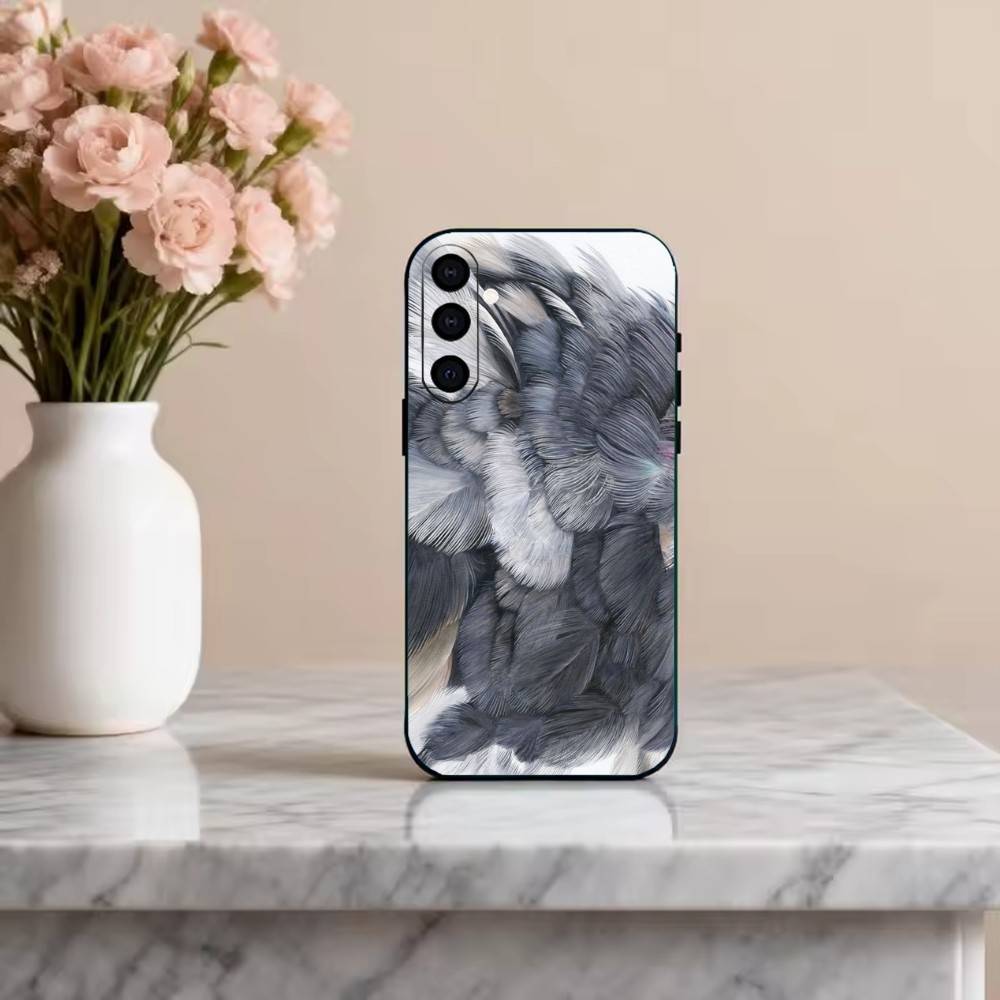 

I-Iridescent F-Feathers Phone Case For Samsung Galaxy A73,A72,A71,A70,A53,A52,A51,Soft Silicone Black Cover Samsung a30 a20