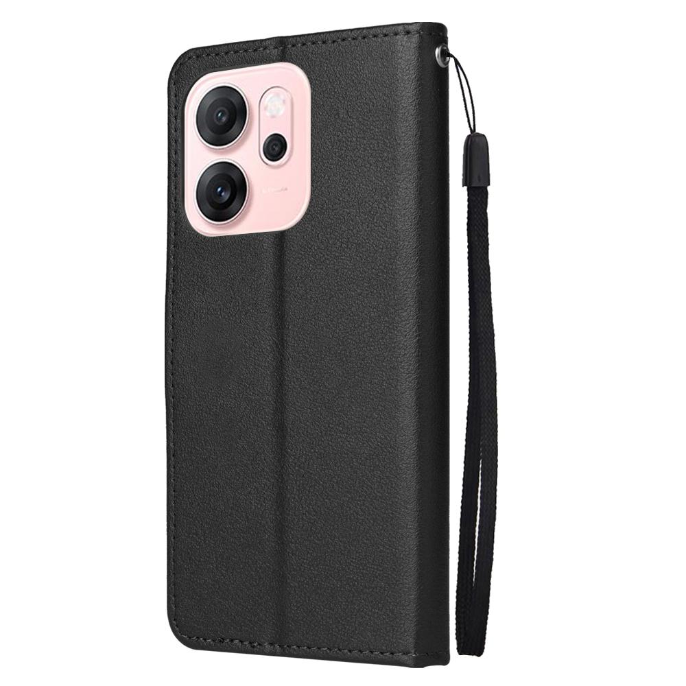 For Oppo Reno14 F 5G Case Wallet Stand PU Leather Phone Cover with Wrist Strap