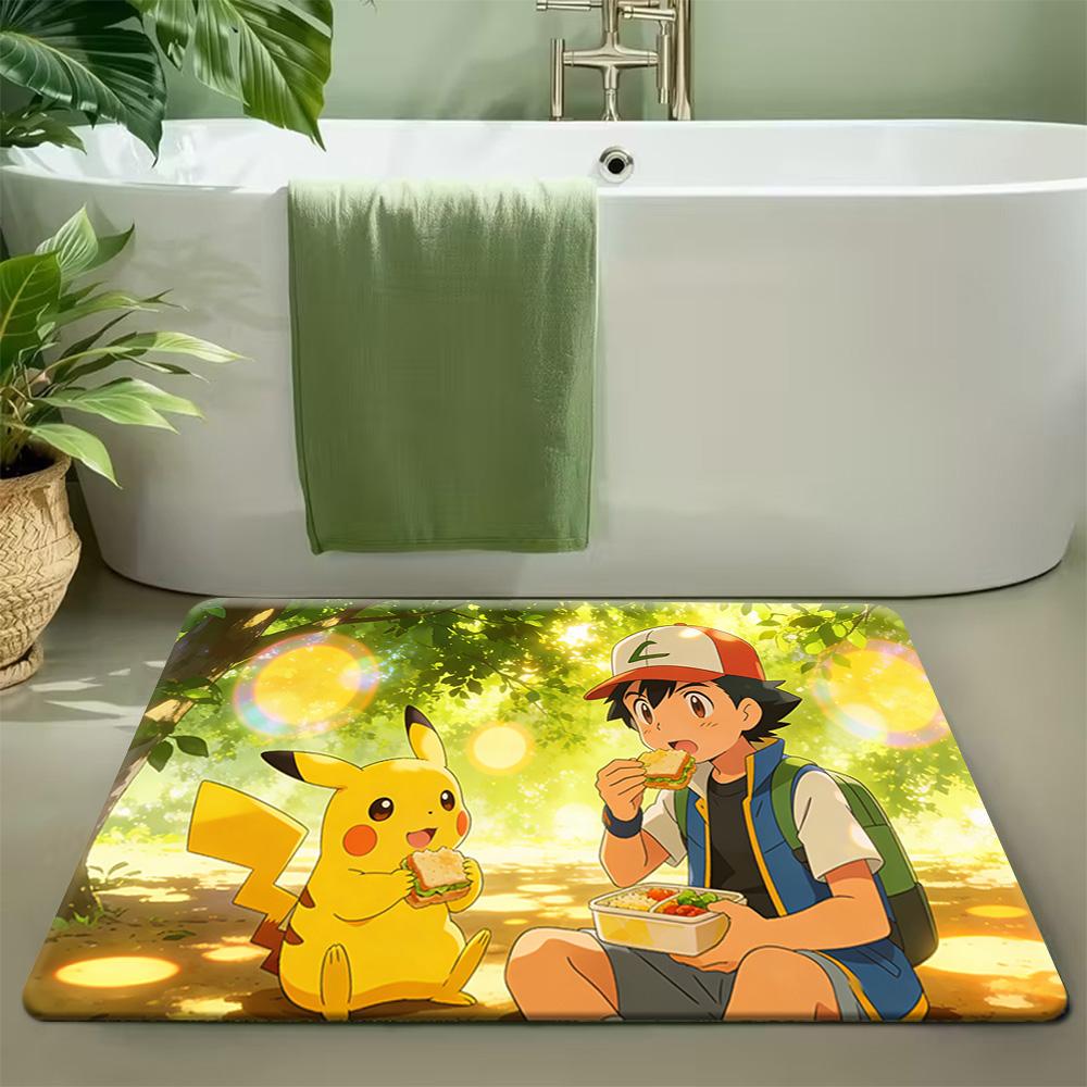 Pokemon Pikachu Cozy Home Print Non-slip Doormat, Soft Absorbent Floor Rug for Home Decor