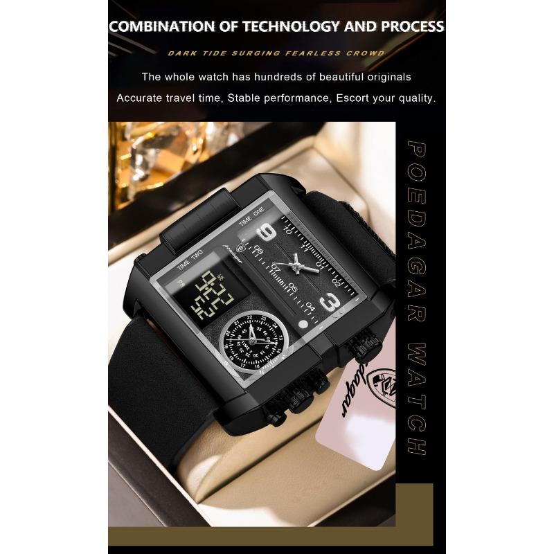 POEDAGAR Fashion Sports Digital Male Wristwatch Date Week Waterproof Luminous Casual Clock Electronic Quartz Watches