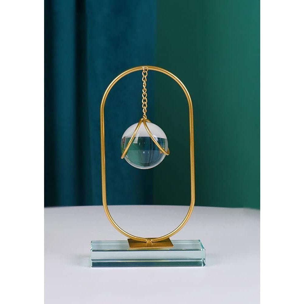 Clear Crystal Ball with Stand, Light Luxury Crystal Sphere for Gift, Gold Art Deco for Photography Ornaments, Bookcase, Wedding, Party