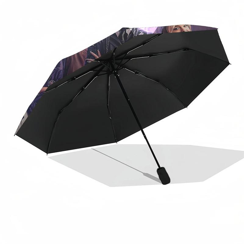 1pc Halloween Wednesday Automatic Folding Umbrella, Portable Collapsible Design, Casual Outdoor Accessory L1127068