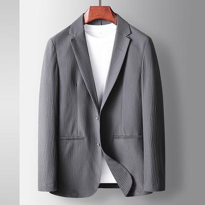 Men's Casual Suit Spring and Summer Ice Silk Elastic Cool Feeling Single West Middle-aged and Young People Light Luxury Business Suit Thin Jacket