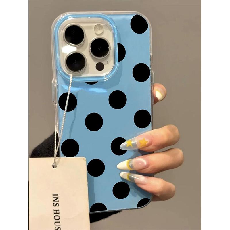 Trendy Ins Style Summer Korean Style Simple Personalized Wave Points Phone Case For iPhone 16 15 14 13 12Pro Max Soft Back Cover