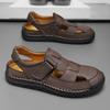 Summer Men's Leather Beach Sandals Pure Handmade Mens Closed Toe Sandals