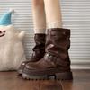 Handsome retro Martin boots children's short boots 2025 new spring and autumn small thick heel locomotive stacking pants tube boots